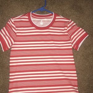 Red striped shirt sleeved shirt